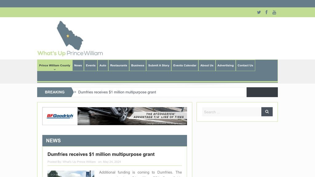 Screenshot of the What's Up Prince William website