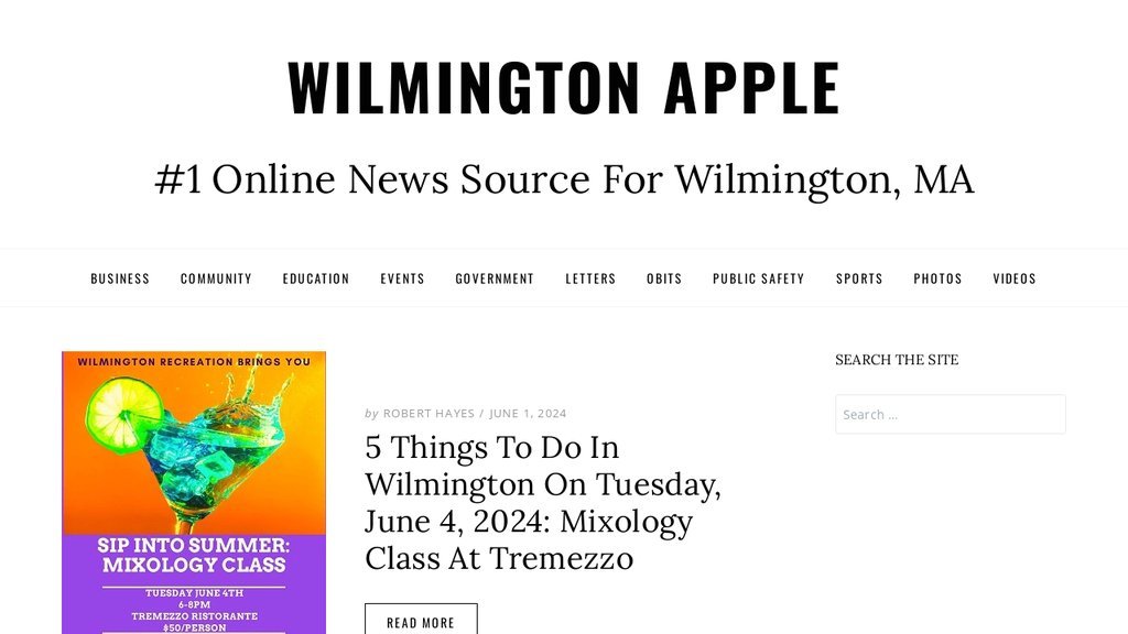 Screenshot of the Wilmington Apple website