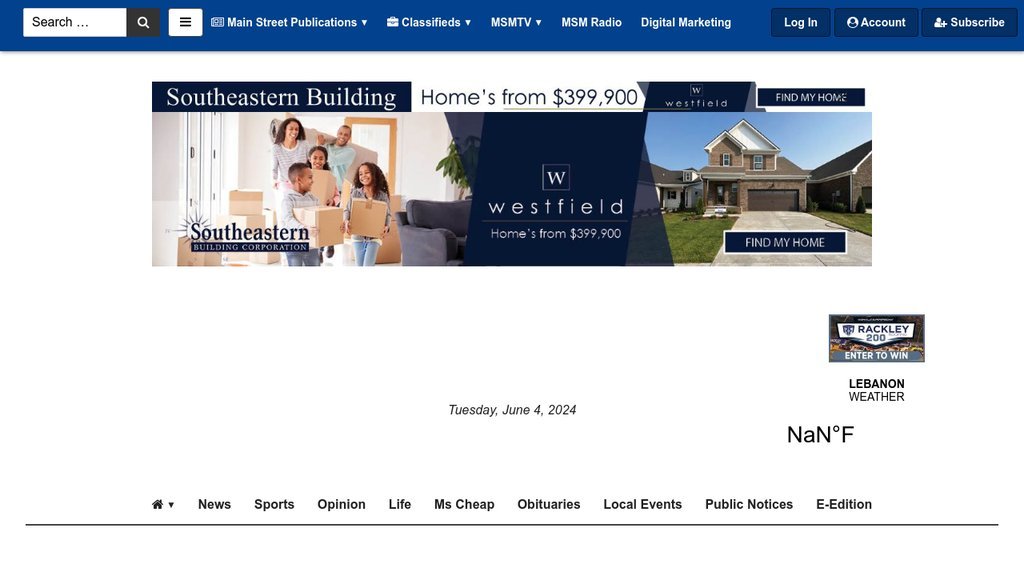 Screenshot of the Wilson Post website