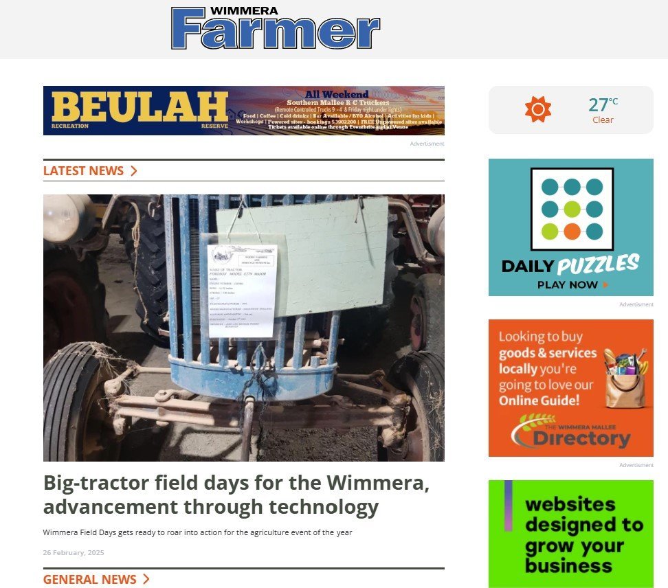 Screenshot of the Wimmera Farmer website