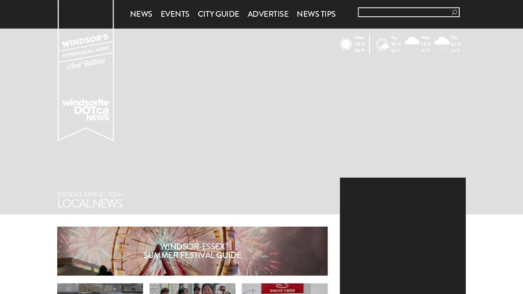 Screenshot of the windsoriteDOTca News website