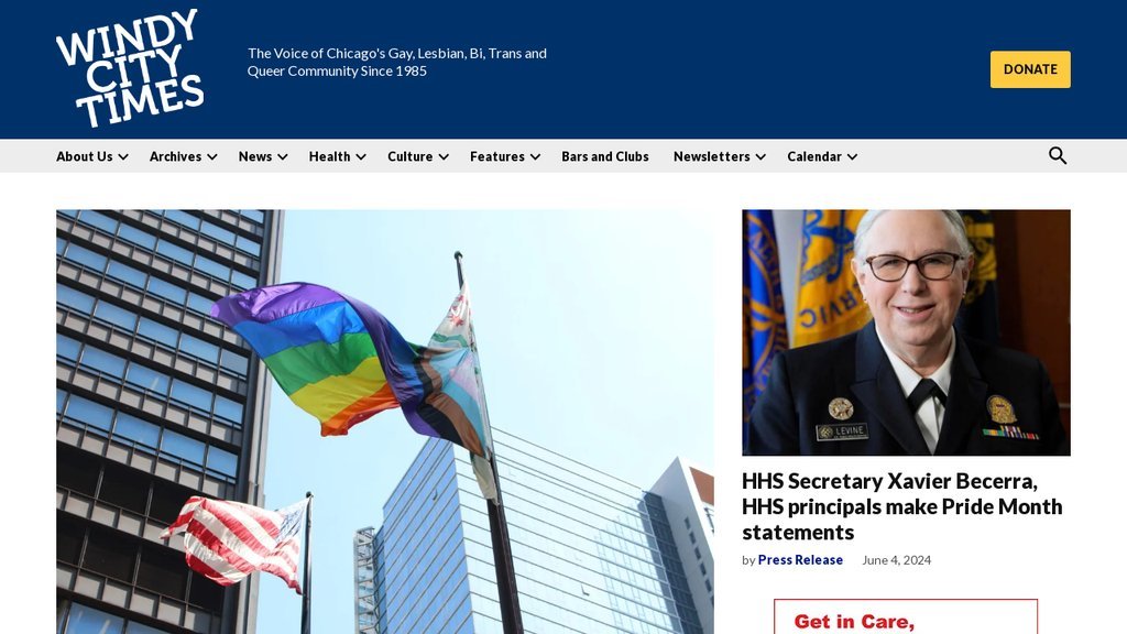 Screenshot of the Windy City Times website