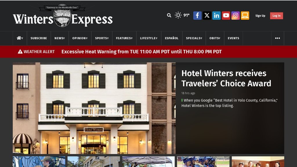 Screenshot of the Winters Express website