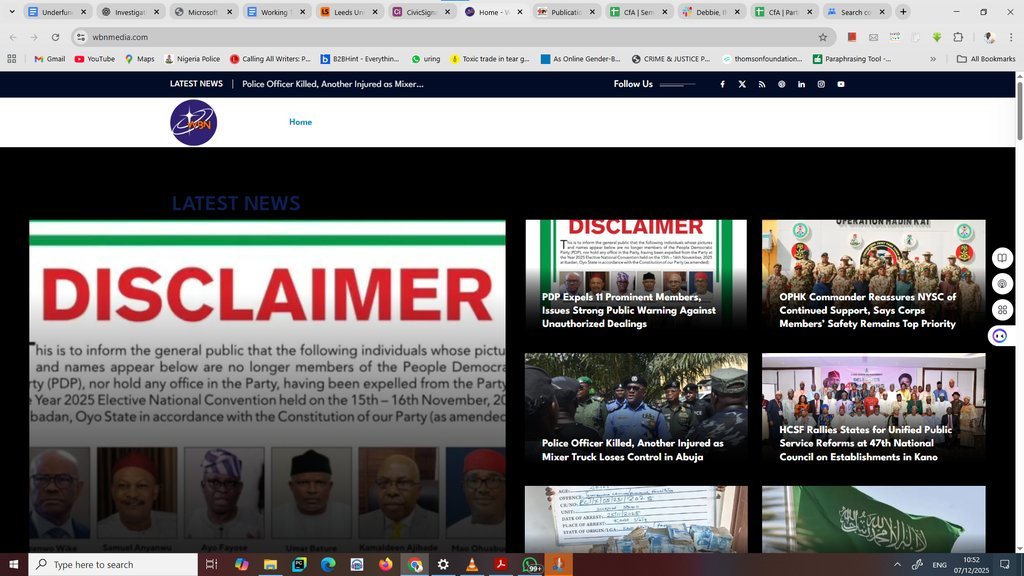 Screenshot of the Worldwide Broadcasting Network website