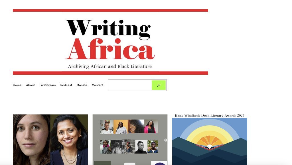 Screenshot of the Writing Africa (James Murua) website