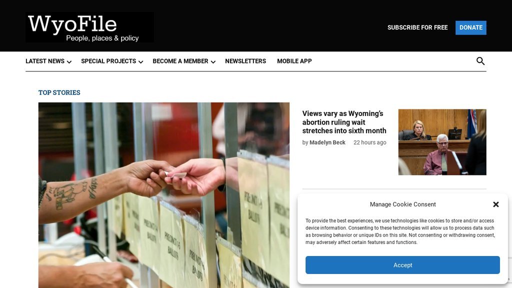 Screenshot of the WyoFile website