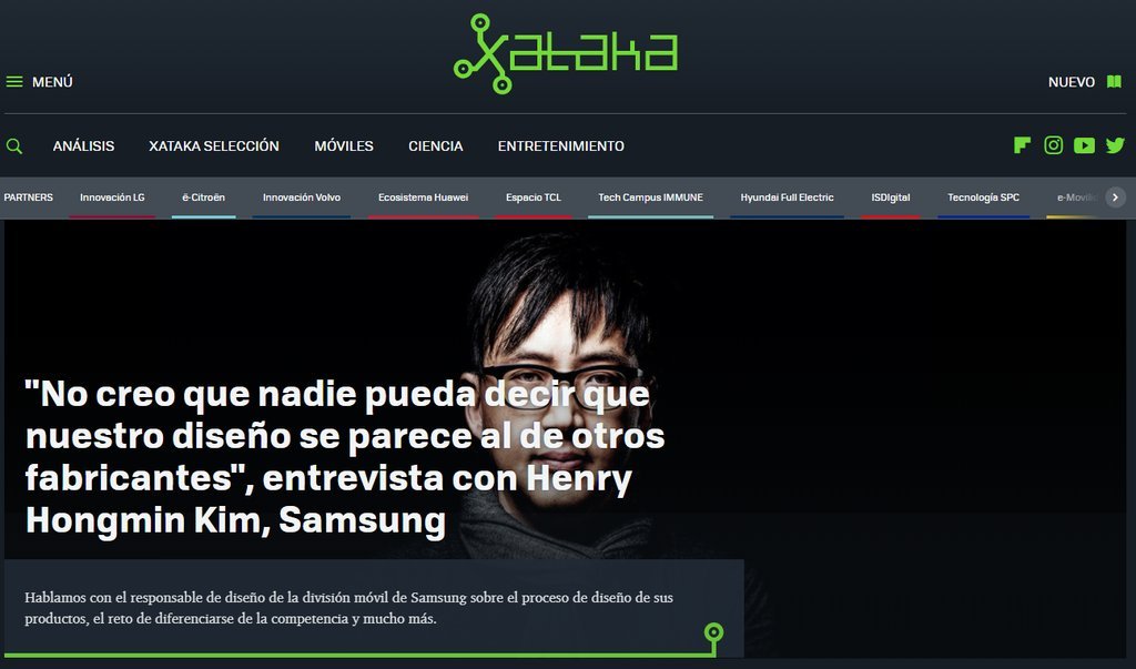 Screenshot of the Xataka website