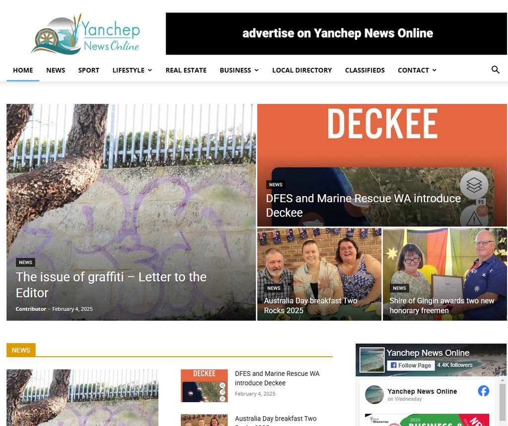Screenshot of the Yanchep News Online website