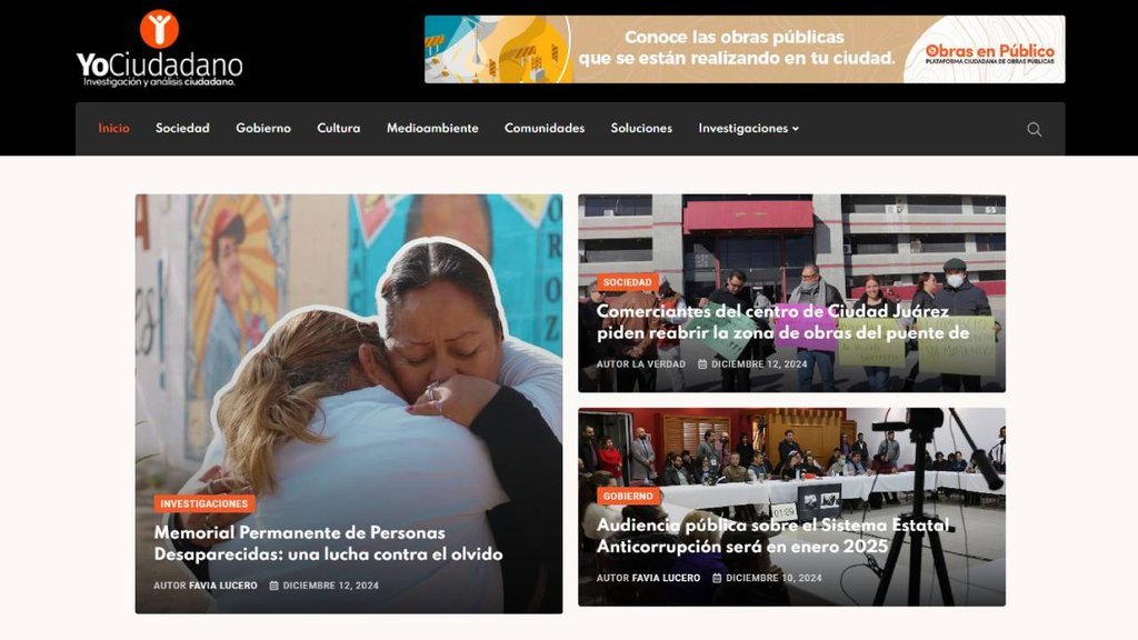 Screenshot of the Yociudadano website