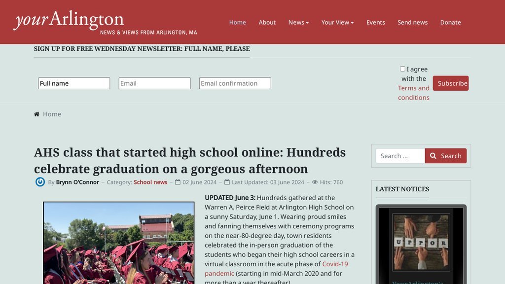 Screenshot of the Your Arlington website