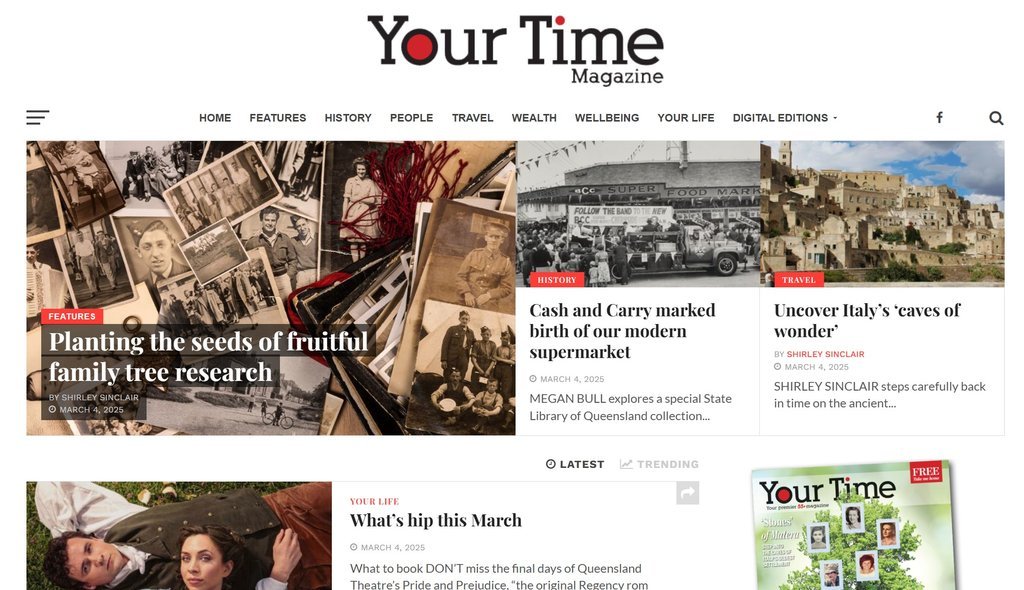 Screenshot of the Your Time Magazine website