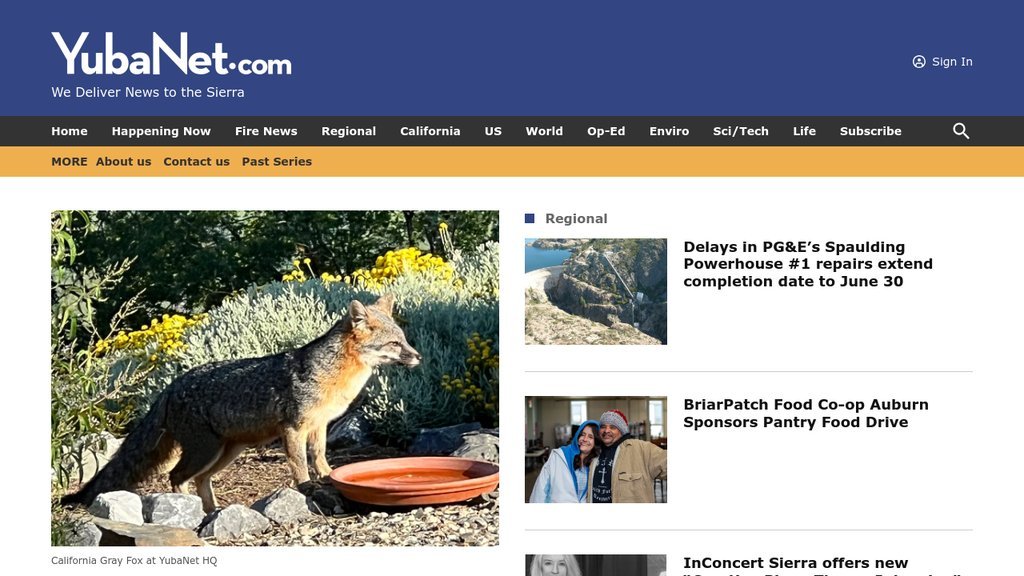 Screenshot of the YubaNet website