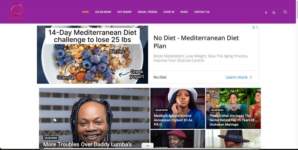Screenshot of the Zionfelix website