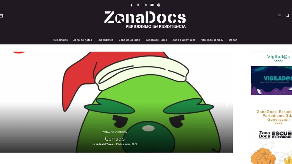 Screenshot of the Zona Docs | Periodismo En Resistencia website