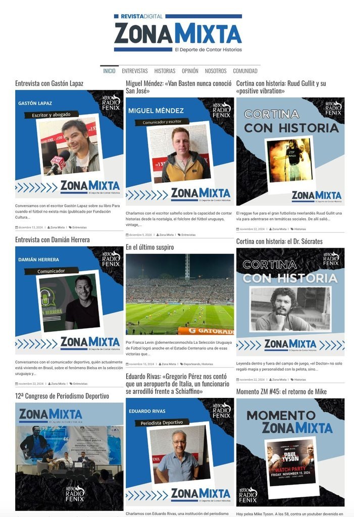Screenshot of the Zona Mixta website