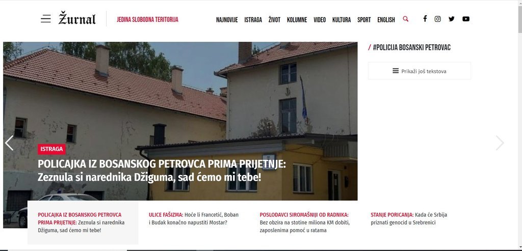 Screenshot of the Žurnal website